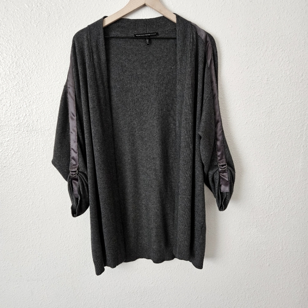 White House Black Market Women's Gray Cardigan Sweater W/ Rolled Tab Sleeve- XL